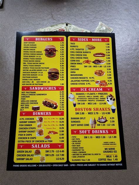 texas burger gustine menu  Texas Burger